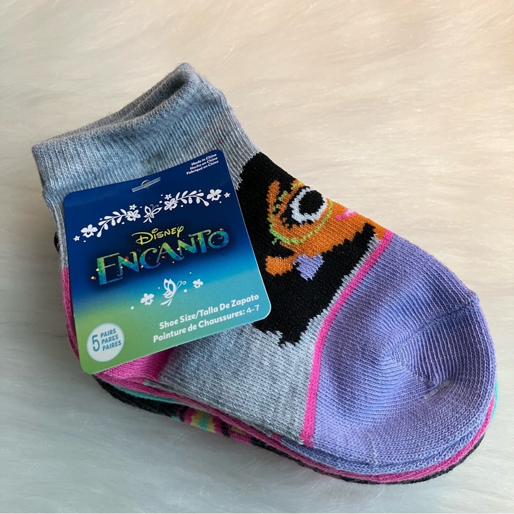 Disney Encanto Girls Socks Set Shoe Size 4-7 Multicolor - 5 Pairs NEW
